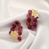 925 Silver Needle Purple Grape Crystal Stud Earrings For Women Girls