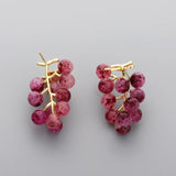 925 Silver Needle Purple Grape Crystal Stud Earrings For Women Girls