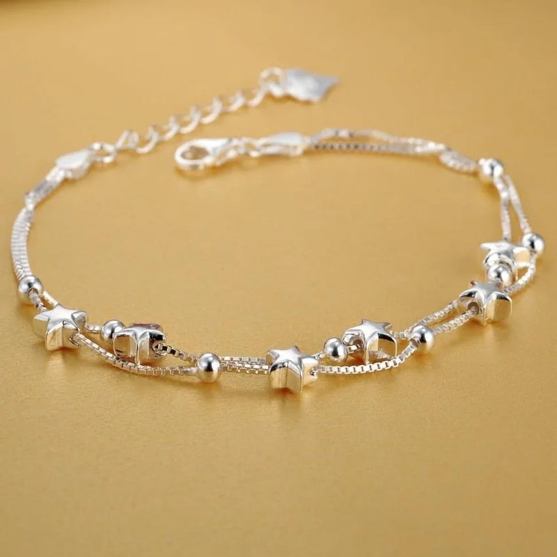925 Silver Stars Bracelet for Women Wedding Jewelry