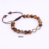 Natural Stone Tiger Eye Men's Bracelet Infinity Charm Gift