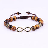 Natural Stone Tiger Eye Men's Bracelet Infinity Charm Gift
