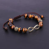 Natural Stone Tiger Eye Men's Bracelet Infinity Charm Gift