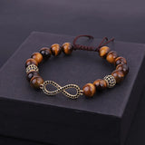Natural Stone Tiger Eye Men's Bracelet Infinity Charm Gift
