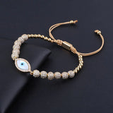 CZ Pave Ball Shell Eye Charm Beads Bracelet Men Women