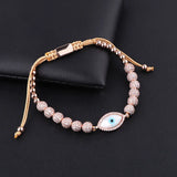 CZ Pave Ball Shell Eye Charm Beads Bracelet Men Women