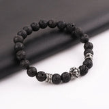 Vintage Leaf Feather Charm Lion Natural Stone Bracelet
