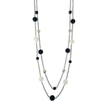 Rhodium Geometric Round & Cube Long Necklace for Party Jewelry