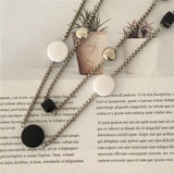Rhodium Geometric Round & Cube Long Necklace for Party Jewelry