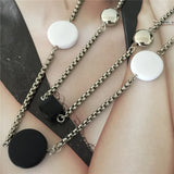 Rhodium Geometric Round & Cube Long Necklace for Party Jewelry