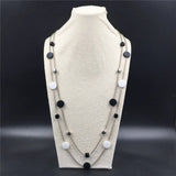 Rhodium Geometric Round & Cube Long Necklace for Party Jewelry