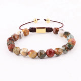 Natural Stone Faceted Gemstone Beads Macrame Bracelet Men Women