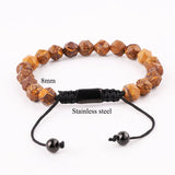 Natural Stone Faceted Gemstone Beads Macrame Bracelet Men Women