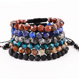 Natural Stone Faceted Gemstone Beads Macrame Bracelet Men Women