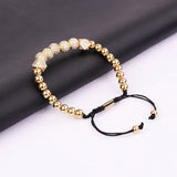 CZ Micro Pave Ball Crown Charms Tiger Eyes Adjustable Bracelet