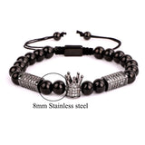 CZ Crown Charm Stainless Steel Beads Bracelet