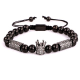 CZ Crown Charm Stainless Steel Beads Bracelet