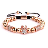CZ Crown Charm Stainless Steel Beads Bracelet
