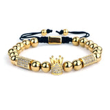 CZ Crown Charm Stainless Steel Beads Bracelet
