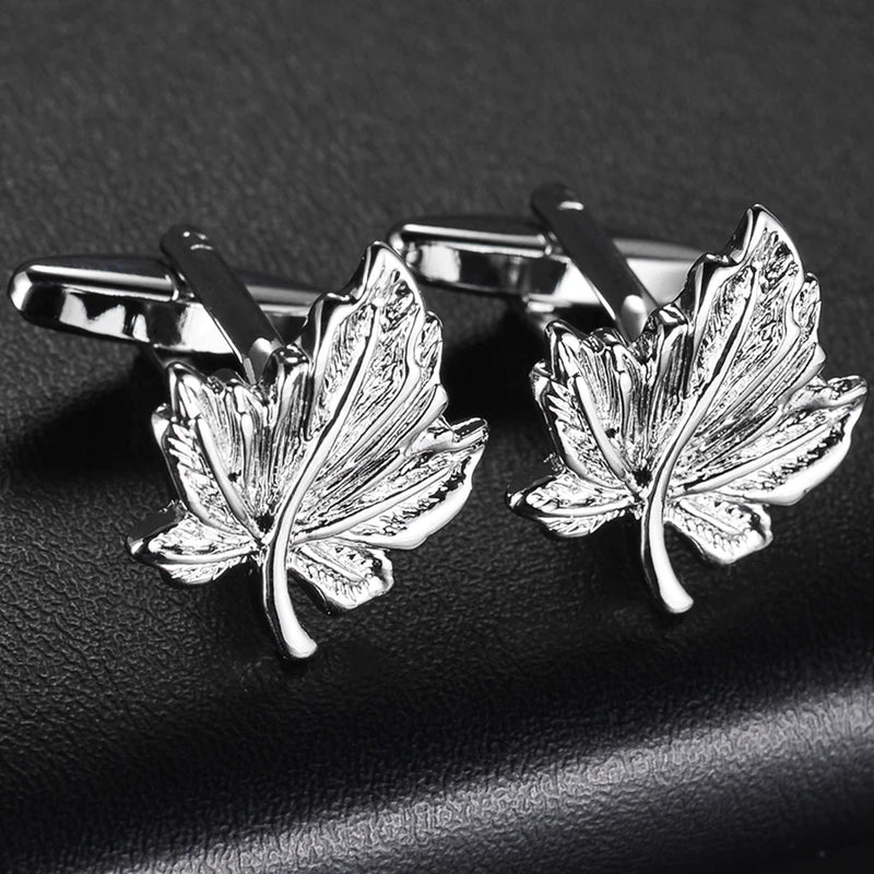 Maple Leaves Wedding Cufflinks Groom/Best Man French Cuff Links