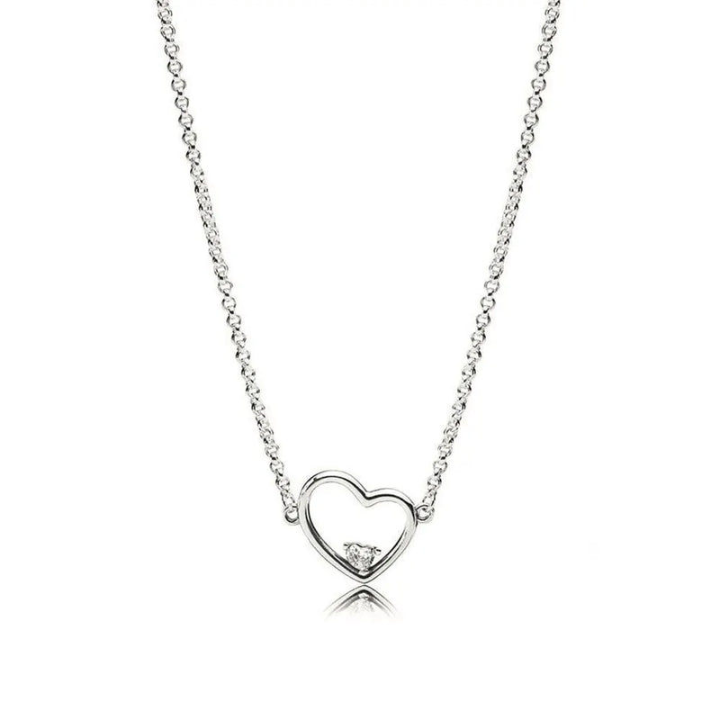 S925 Silver Asymmetrical Heart Set Of Love Necklace Women Charm Jewelry