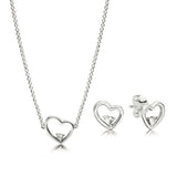 S925 Silver Asymmetrical Heart Set Of Love Necklace Women Charm Jewelry