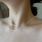 Women's S925 Sterling Silver Double Layer Water Wave Chain Necklace