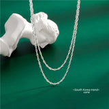 Women's S925 Sterling Silver Double Layer Water Wave Chain Necklace