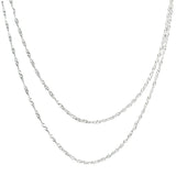 Women's S925 Sterling Silver Double Layer Water Wave Chain Necklace