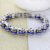 Stainless Steel Bike Chain Bracelet with CZ Drill, 8.26 inch