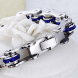 Stainless Steel Bike Chain Bracelet with CZ Drill, 8.26 inch