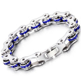 Stainless Steel Bike Chain Bracelet with CZ Drill, 8.26 inch