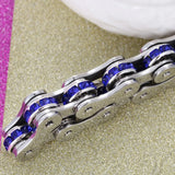 Stainless Steel Bike Chain Bracelet with CZ Drill, 8.26 inch