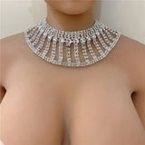 Short Multi-row Gemstone Crystal Necklace for Women