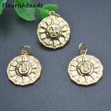 High Nickel Anti Fading 18k Sun Moon Charms 15x16mm 20pc