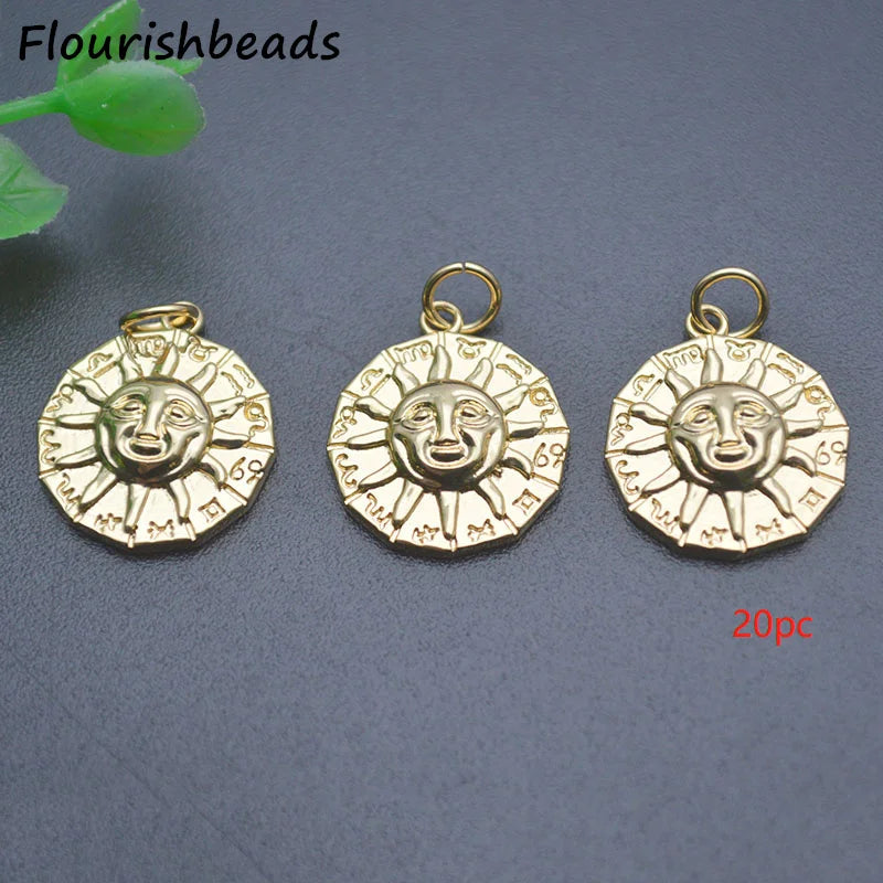 High Nickel Anti Fading 18k Sun Moon Charms 15x16mm 20pc