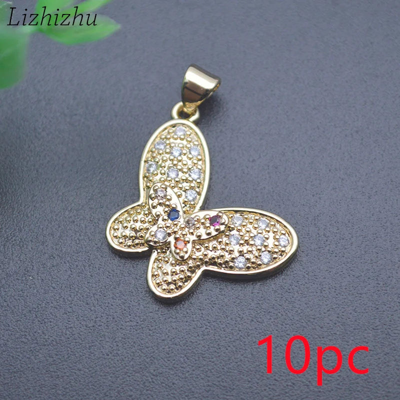 Nickel Anti Fading Colorful Cz Pave Butterfly Charms Pendants for Jewelry Making