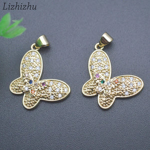 Nickel Anti Fading Colorful Cz Pave Butterfly Charms Pendants for Jewelry Making