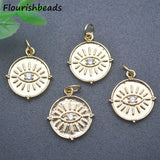 Nickel Plated CZ Round Evil Eye Charms Pendants 20pc