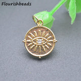 Nickel Plated CZ Round Evil Eye Charms Pendants 20pc