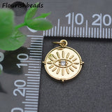 Nickel Plated CZ Round Evil Eye Charms Pendants 20pc