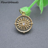 Nickel Plated CZ Round Evil Eye Charms Pendants 20pc