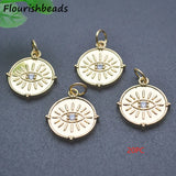 Nickel Plated CZ Round Evil Eye Charms Pendants 20pc