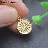 Nickel Plated CZ Round Evil Eye Charms Pendants 20pc