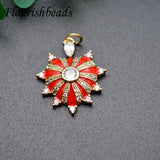 Heart Sun Pave CZ Zircon Beads Pendant Necklace DIY Parts Jewelry