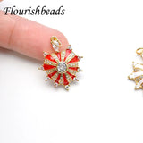 Heart Sun Pave CZ Zircon Beads Pendant Necklace DIY Parts Jewelry