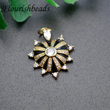 Heart Sun Pave CZ Zircon Beads Pendant Necklace DIY Parts Jewelry