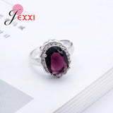 Noble Oval Dark Crystals CZ 925 Silver Wedding Party Band Rings