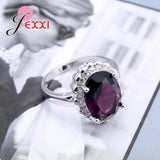 Noble Oval Dark Crystals CZ 925 Silver Wedding Party Band Rings