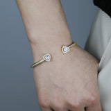 Heart Arrow Cz Cubic Zirconia Paved Lover Wedding Band Bangle Bracelet