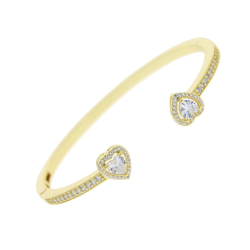 Heart Arrow Cz Cubic Zirconia Paved Lover Wedding Band Bangle Bracelet